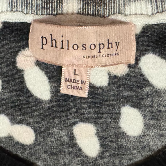 Women's Philosophy Black White & Peach Button Up Cardigan Sweater size L - Picture 4 of 10